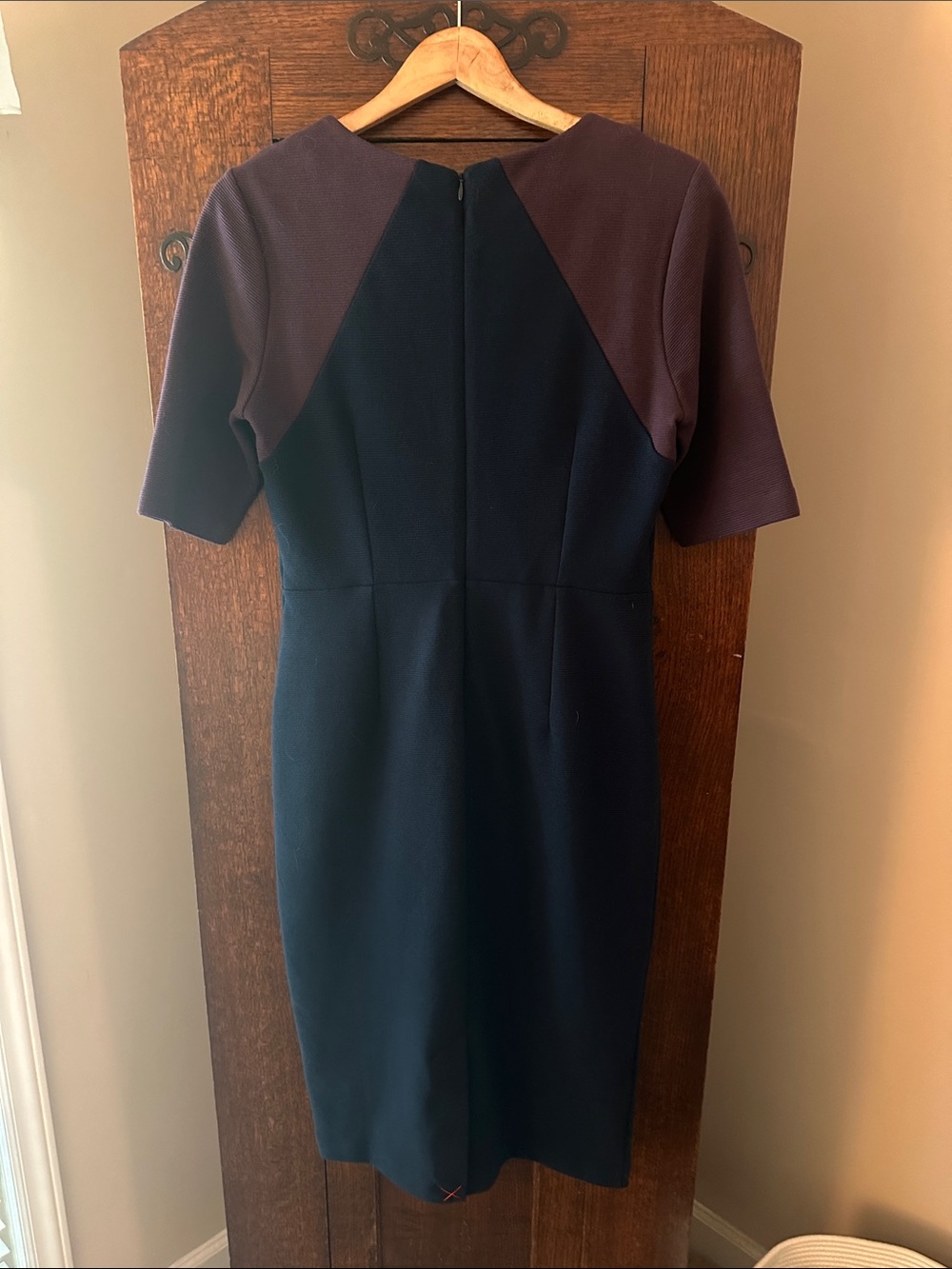 NWT Boden Poppy Ottoman Ponte Navy and Fig Colorblock Sheath Dress Size 8R - Picture 6 of 11